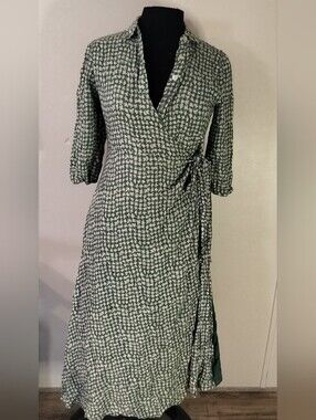 Green Printed Wrap Maxi Dress with Tie Waist